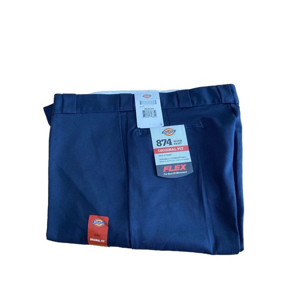 Dickies 874 Original Fit Work Pants for Men, W36 polyester navy blue type Vintage Second Hand